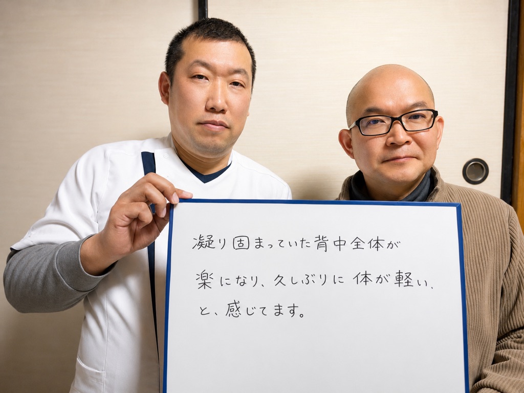 来院された50代男性のお客様と院長